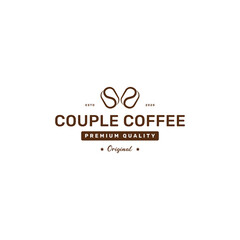 Vintage coffee shop logo coupling coffee beans. Coffee shop hipster logo coupling.