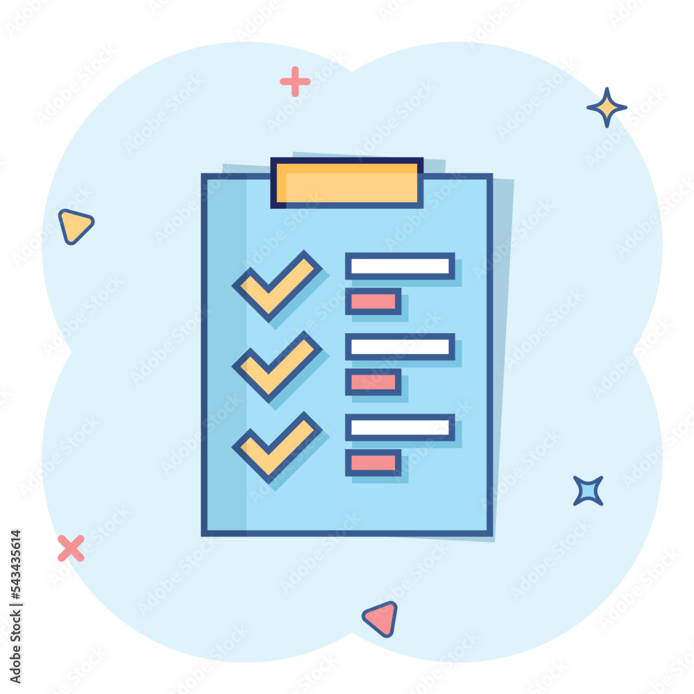 Poster to do list icon in comic style. document checklist cartoon vector illustration on white isolated bac
