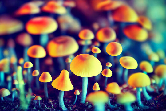 Mushroom Patch Psychedelic Neon