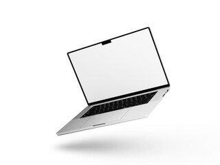 Macbook Pro Laptop in on white background in minimal style for mockup and responsive website.  3D rendered illustration 