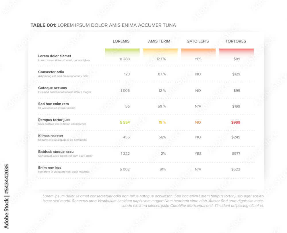 Poster simple light white stylized data table layout template