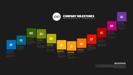 Dark Full year timeline template