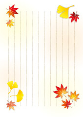 紅葉、銀杏、便箋、秋、挨拶、葉 、植物、文具 - obrazy, fototapety, plakaty