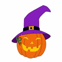 halloween pumpkin with witch hat