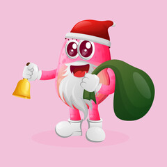 Cute pink monster santa claus christmas