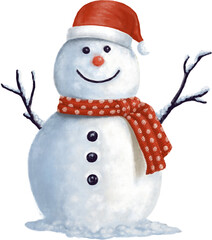 HandDrawn Snowman Character Illustration