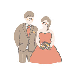 ウェディング　新郎新婦　イラスト