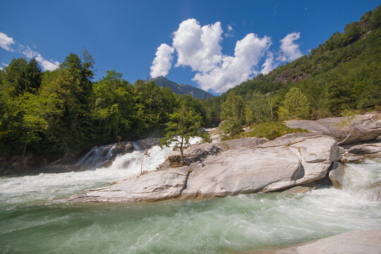 View of the spectacular Toce degli Orridi di Uriezzo gorges in Piedmont, Italy