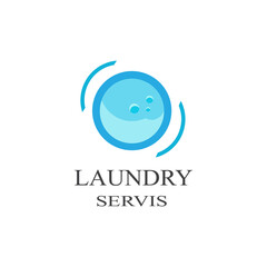 Laundry Vintage Logo Icon Design Template Water Soap Bubbles Vector Illustration