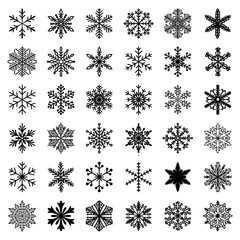 Beautiful set of hand drawn snow flakes vector illustration