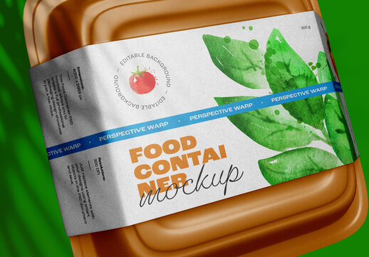 Close-Up Food Container Mockup &ndash; Realistic Packaging Design Focused on Fresh Organic Branding and Eco-Friendly Product Presentation