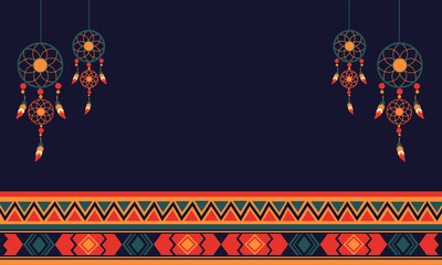 Native American heritage month event. Vector banner, poster, content for social media with text National native american heritage month, November. Background with ornament border, copy space area. 
