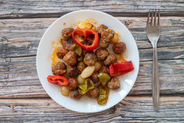 Good food of Gaziantep city Tray kebab with shallots