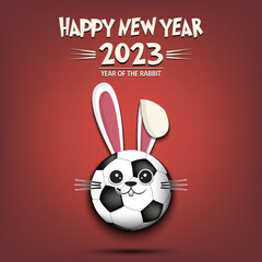 Happy New year. Soccer ball in the form of rabbit