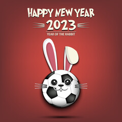 Fototapeta premium Happy New year. Soccer ball in the form of rabbit