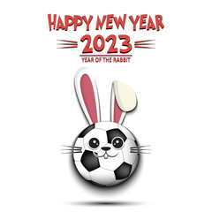 Happy New year. Soccer ball in the form of rabbit