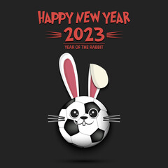 Happy New year. Soccer ball in the form of rabbit