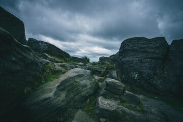 Rugged Peaks Landscape on a Stormy Day