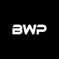 BWP letter logo design with black background in illustrator, vector logo modern alphabet font overlap style. calligraphy designs for logo, Poster, Invitation, etc.