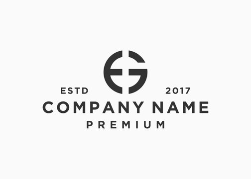 letter eg circle logo design vector illustration template