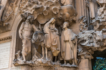 Darstellung der Geburt Jesus an der Sagrada Famila in Barcelona, Spanien