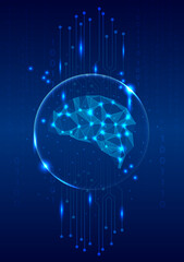 Abstract artificial intelligence technology background. big data, cloud computing, machine learning, information mining, vector, illustration
