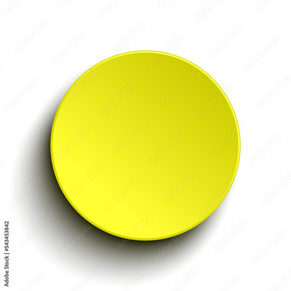 Poster yellow circle button isolated on white background. 3d rendering