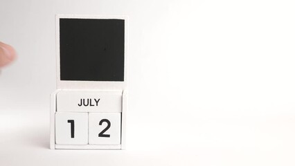 Calendar with the date July 12 and a place for designers. Illustration for an event of a certain date.