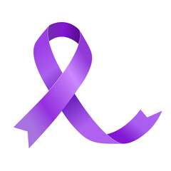 Purple Ribbon. Symbol of National Cancer Awareness Day. PNG file on a transparent background..