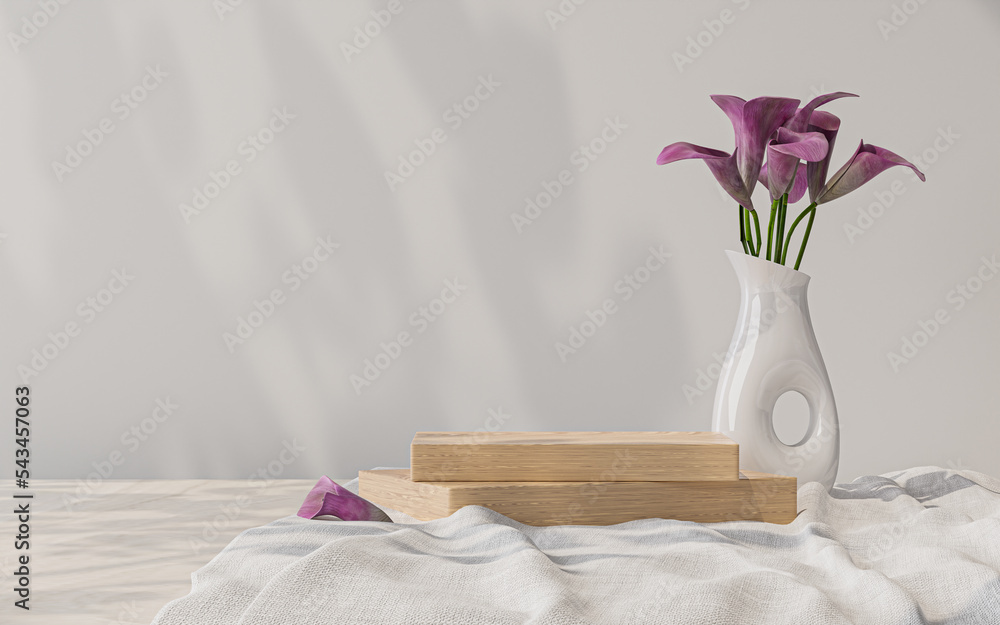 Poster 3d background products display podium scene. background 3d rendering with podium. stand to show cosmetic products. Stage showcase on pedestal display white studio. 3d rendering illustration