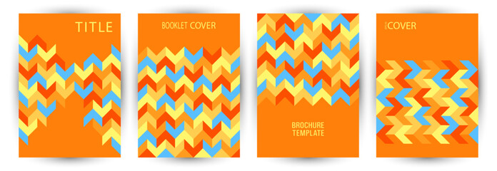Business booklet cover template set vector design. Suprematism style futuristic flyer layout set