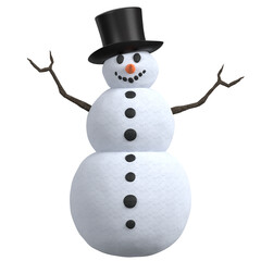 3d rendering illustration of a snowman