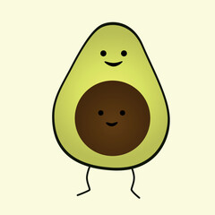 cute avocado character with pit