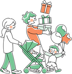 買い物をする家族