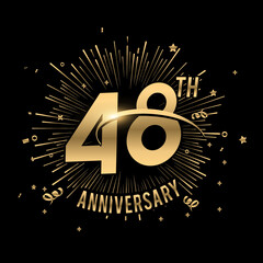 Fototapeta premium Happy 48th Anniversary. with fireworks and star .Greeting card