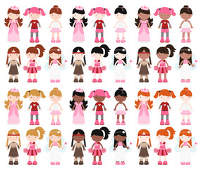 huge set of dressed-up kids wearing costumes