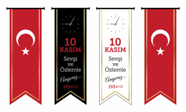 10 November 1938. Anniversary of the death day of Mustafa Kemal Atat&uuml;rk, the founder of the Turkish Republic. 10 Kasım Mustafa Kemal Ataturk'u Anma Gunu. Swallow flag. kırlangı&ccedil; bayrak