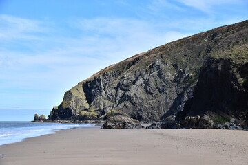 the beach of Penbryn on the coast of Wales