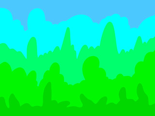 landscape with trees and mountains aesthetic background colorfull green wallpaper pattern