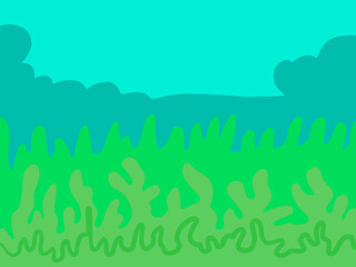 landscape with trees and clouds aesthetic background colorfull illustration wallpaper pattern