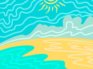 Fototapeta na wymiar aesthetic background colorfull illustration wallpaper beach sea sun abstract
