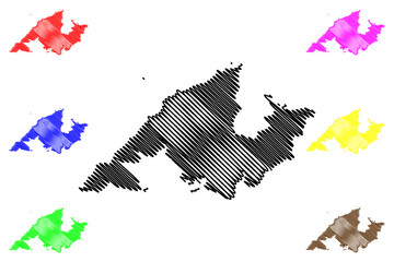 Azuchi-Oshima island (Japan, East Asia, Japanese archipelago) map vector illustration, scribble sketch Azuchi Oshima map