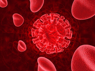 3d illustration of coronavirus in blood