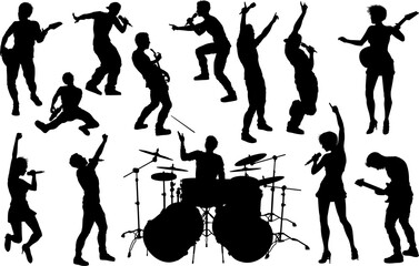 Musicians Rock Pop Band Silhouettes
