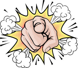 Wants You Pop Art Pointing Cartoon Hand