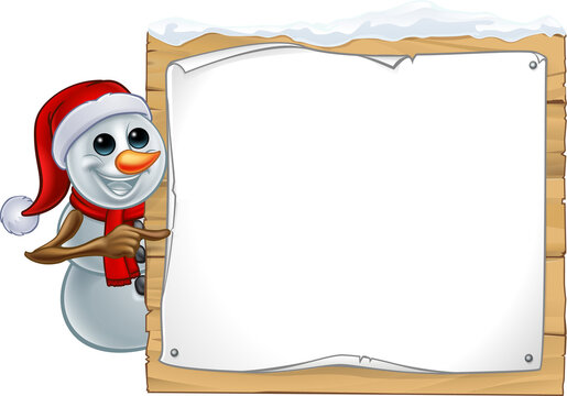 Christmas Snowman Cartoon Sign
