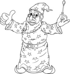 Wizard Outline Coloring Drawing