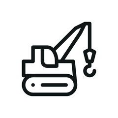 Pipelayer isolated icon, pipeline construction equipment vector symbol with editable stroke