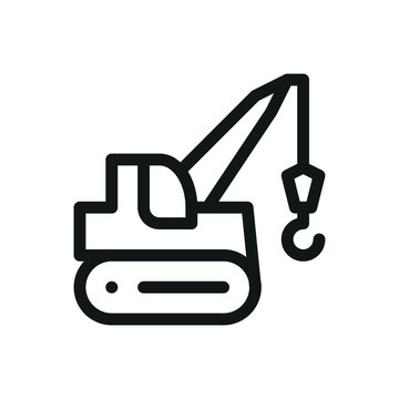 Pipelayer isolated icon, pipeline construction equipment vector symbol with editable stroke
