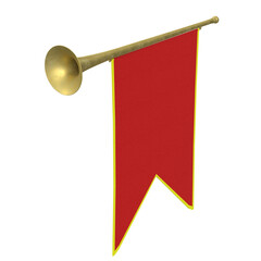 3d rendering illustration of a small medieval trumpet with banner © Francesco Milanese